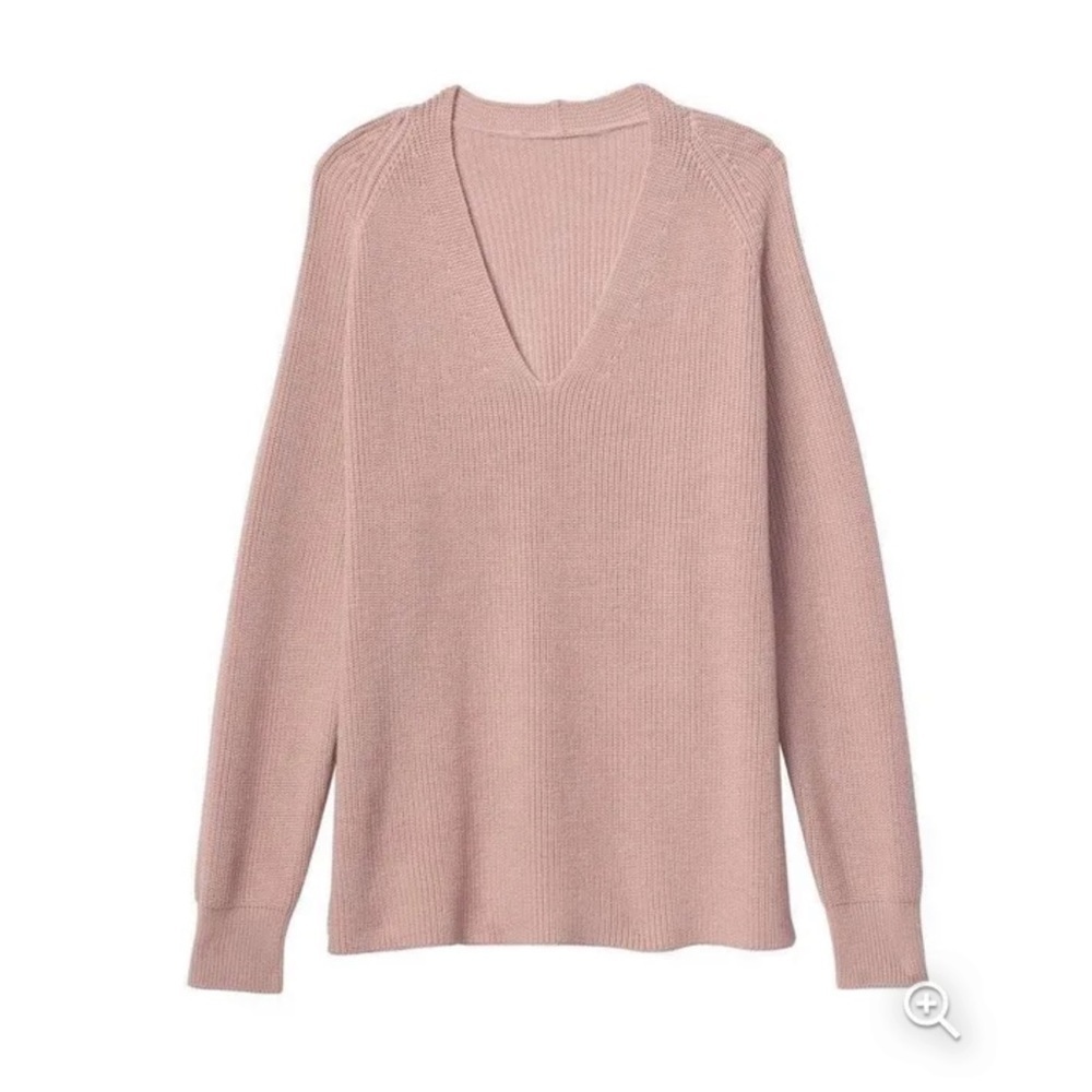 Athleta switched back pink v neck sweater size small